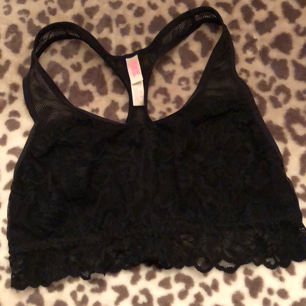 PINK Victoria’s Secret Lace Bralette in Black Size Small